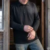 Chemise F1 coton noir 240g/m2 col zippé poignets boutonnés