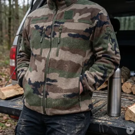 Blouson Polaire Homme Camo - Col Montant & Manches Longues