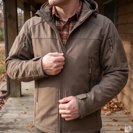 Veste Softshell Fighter A10® Homme Marron - Imperméable & Respirante