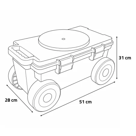 Tabouret de jardin à roulettes avec rangement intégré - Chariot pratique pour extérieur