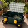 Tabouret de jardin à roulettes avec rangement intégré - Chariot pratique pour extérieur