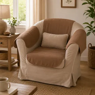 Housse de Protection pour Fauteuil Marron - Lot de 3 Pièces