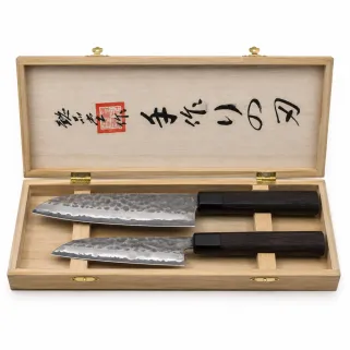 Coffret 2 Couteaux Japonais Nakiri & Santoku - Artisanat Traditionnel