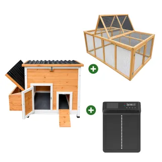 Kit poulailler complet avec enclos et portier solaire autonome - Jusqu'à 6 poules