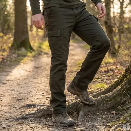 Pantalon Basic Idaho noir polycoton 6 poches | Ducatillon
