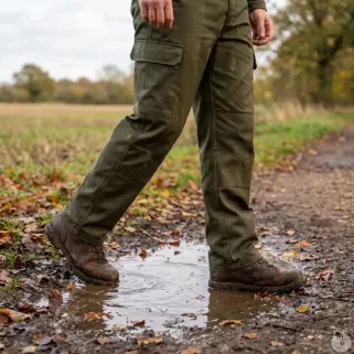 Pantalon homme Basic kaki en polycoton à 6 poches