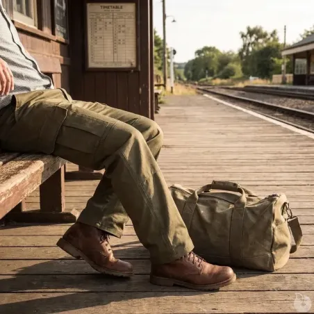 Pantalon homme Basic kaki polycoton à 6 poches | Ducatillon
