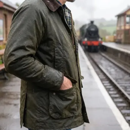 Veste Walker and Hawkes Poacher Vert Coton Ciré – style anglais