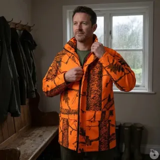 Veste de pluie Treeland étanche camo orange blaze M à 4XL