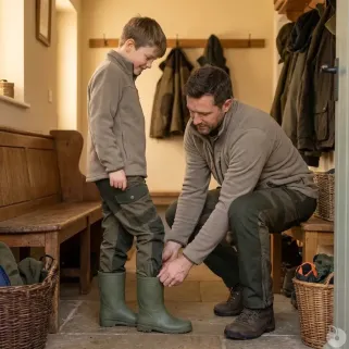 Fuseau chasse tradition enfant polyester coton kaki 