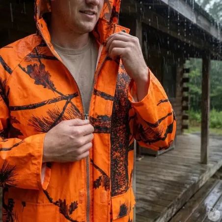 Manteau pluie orange camo Treeland étanche polyester PVC