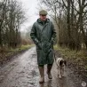 Manteau long de pluie Treeland T413 vert en polyester enduit PVC