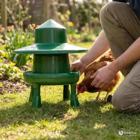 Mangeoire Trémie pour Volailles 4kg avec Pieds et Couvercle - Ø33 cm