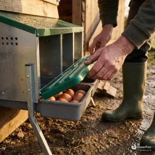 Pondoir poule 4 nids sur pieds avec collecteur | Ducatillon