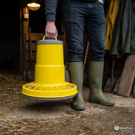 Mangeoire trémie cylindrique volailles plastique jaune 17kg