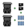 Caméra Solaire 4K avec Écran IPS 2 Pouces + 8 piles + 2 cartes SD 32Go