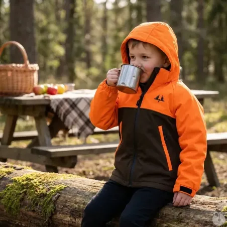 Veste enfant imperméable Ridge polyester orange vert 6 à 16 ans