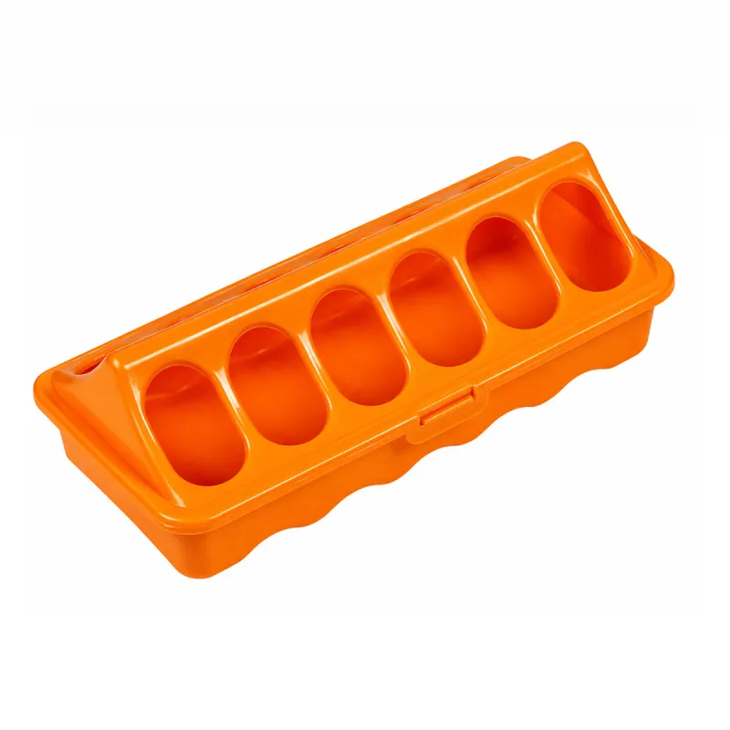 Mangeoire linéaire à trous plastique 20 cm poussins et cailles - Orange GAUN