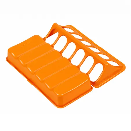 Mangeoire linéaire à trous plastique 20 cm poussins et cailles - Orange GAUN