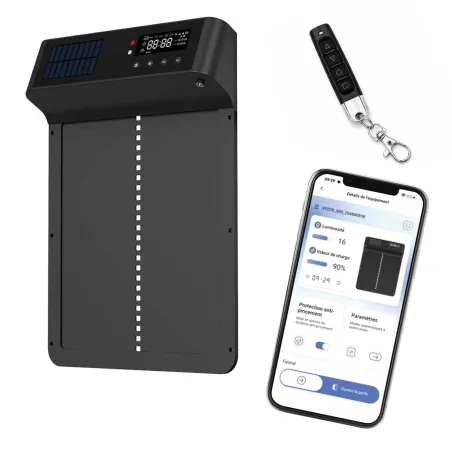 Portier automatique solaire télécommande et application Smartphone