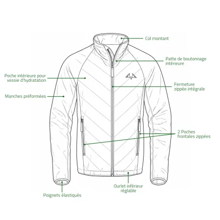 Veste Alpha Light 2 poches polyester recyclé vert M à 3XL