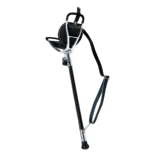 Canne-siège télescopique avec assise ronde en cuir