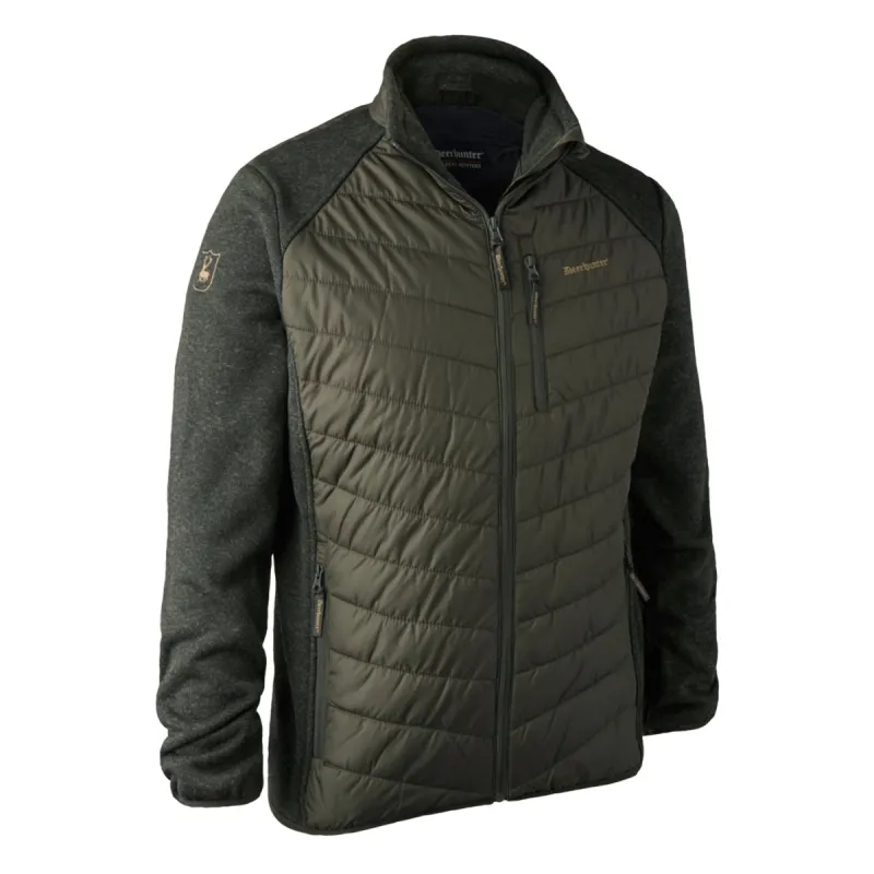 Veste matelassée Moor vert avec détails tricotés contrastants