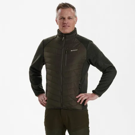Veste matelassée Moor vert avec détails tricotés contrastants