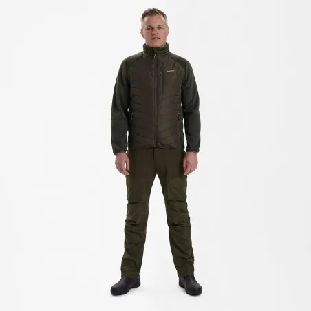 Veste matelassée Moor vert avec détails tricotés contrastants