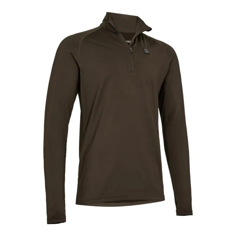 Sous-pull chauffant Deerhunter Heat Game marron col zippé