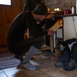 Chaussettes Deerhunter vertes en laine mérinos à 70 %, éponge