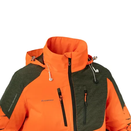 Veste de Chasse Technique Isis Orange/Verte T2XL - Norme EPI Grand Gibier