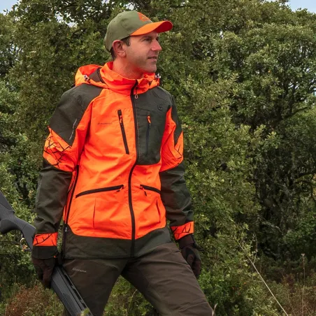 Veste de Chasse Technique Isis Orange/Verte T2XL - Norme EPI Grand Gibier