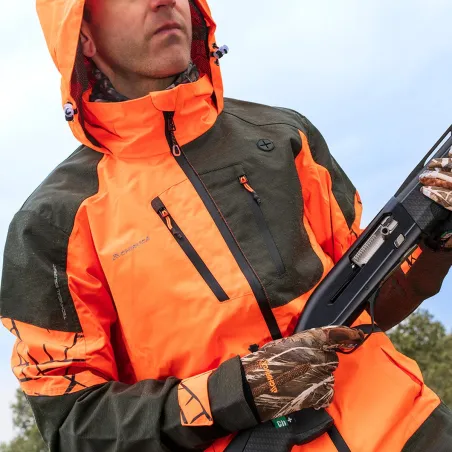 Veste de Chasse Technique Isis Orange/Verte T2XL - Norme EPI Grand Gibier