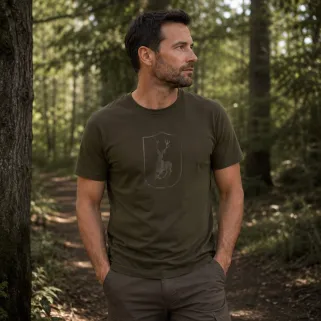 T-shirt Deerhunter cerf kaki viscose de bambou coton stretch