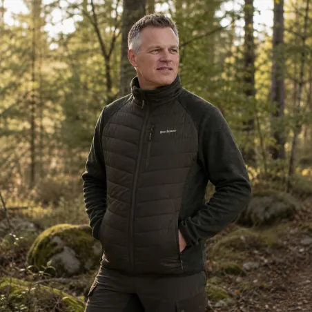 Veste matelassée Moor vert avec détails tricotés contrastants