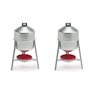 Lot de 2 Abreuvoirs poules et volailles métal galvanisé 30 L sur pieds