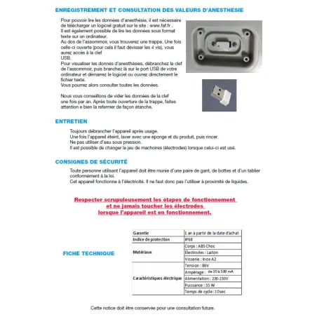 Electronarcose assommoir nouveau modèle