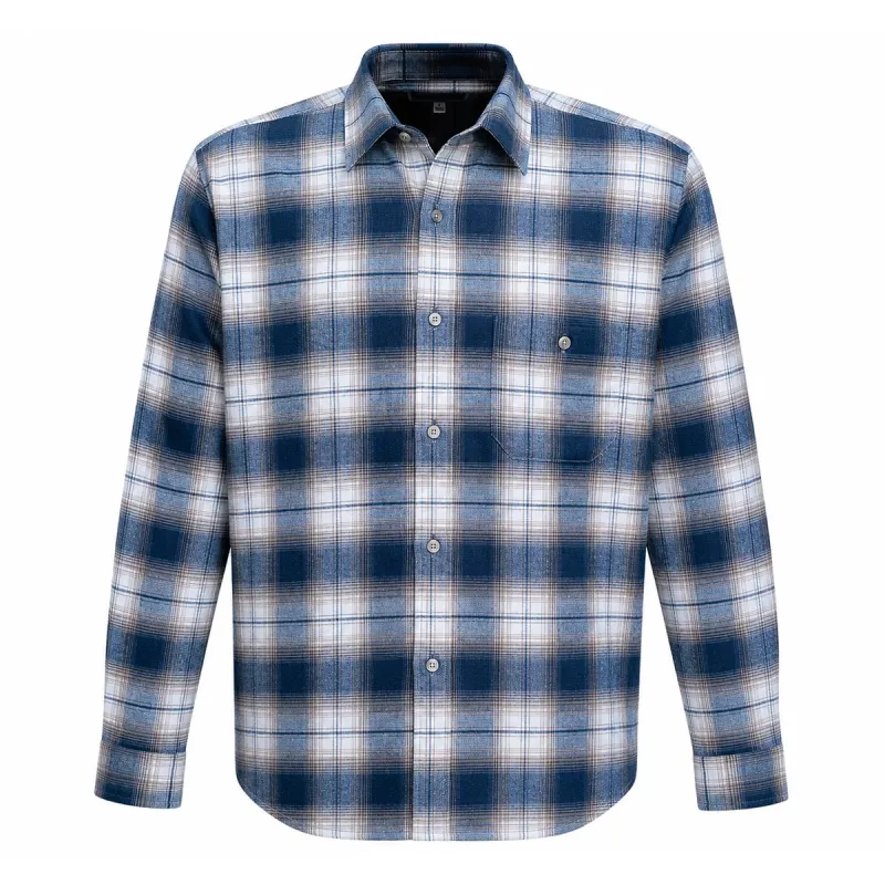 Chemise homme en flanelle à carreaux bleu et beige - Driss T6/T2XL