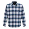 Chemise Driss bleu beige flanelle coton chevron 175 g/m²