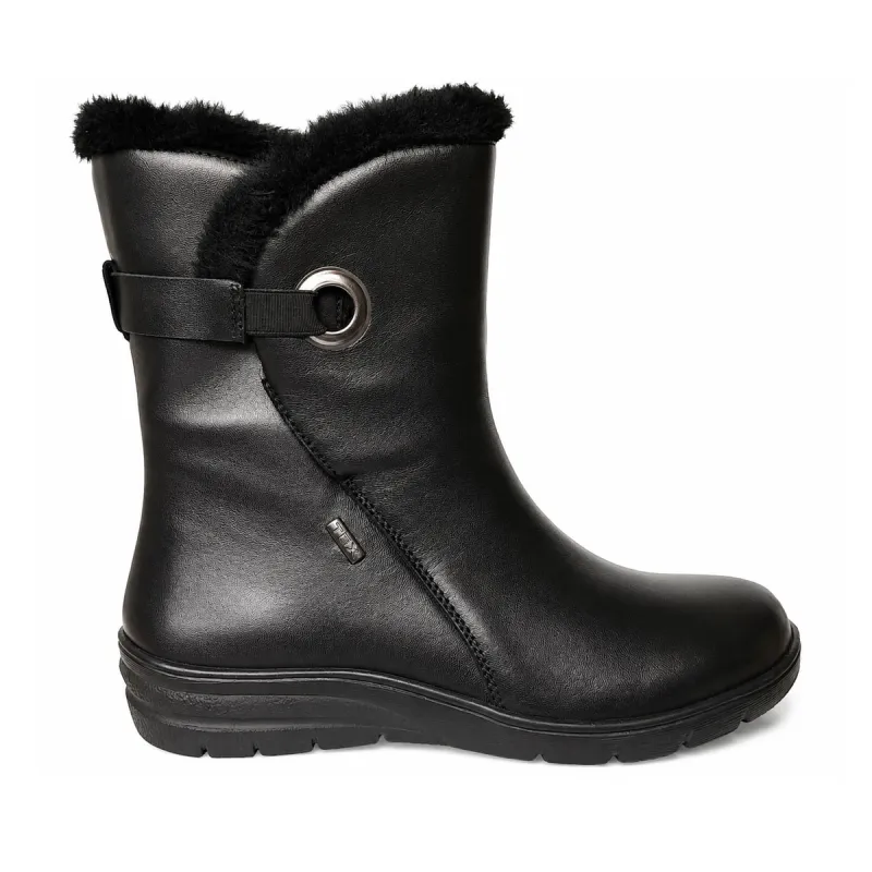 Bottines Fourrées Dano Noires pour Femme - Cuir Confortable et Imperméable