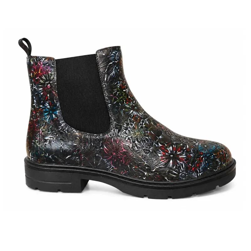 Bottines motifs Dase noires en cuir pour femme