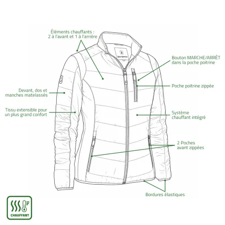 Veste chauffante femme marron taille 36/38 avec système chauffant intégré