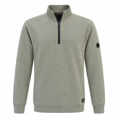Sweat Saïka gris pour homme à col zippé, intérieur gratté