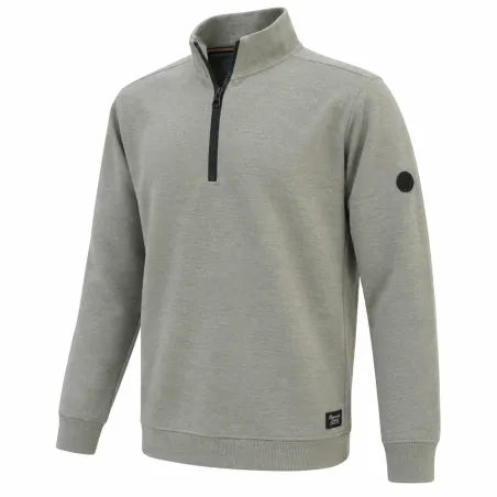 Sweat Saïka gris pour homme à col zippé, intérieur gratté
