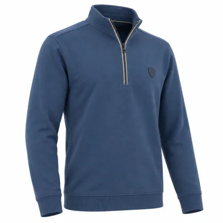 Sweat homme Shatky bleu à col zippé intérieur gratté | Ducatillon