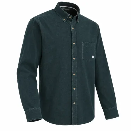 Chemise homme Uda bleue en velours de coton 145 g/m² | Ducatillon
