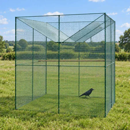 Parc à corbeaux facile à installer acier galvanisé 2x2x2m