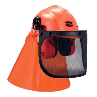 Casque Forestier Complet Orange avec Visière et Protection Auditive