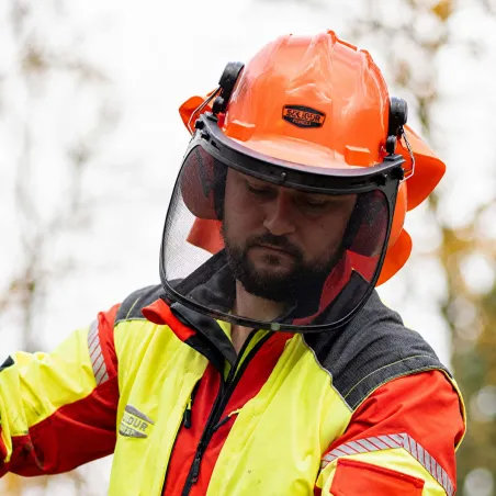 Casque Forestier Complet Orange avec Visière et Protection Auditive